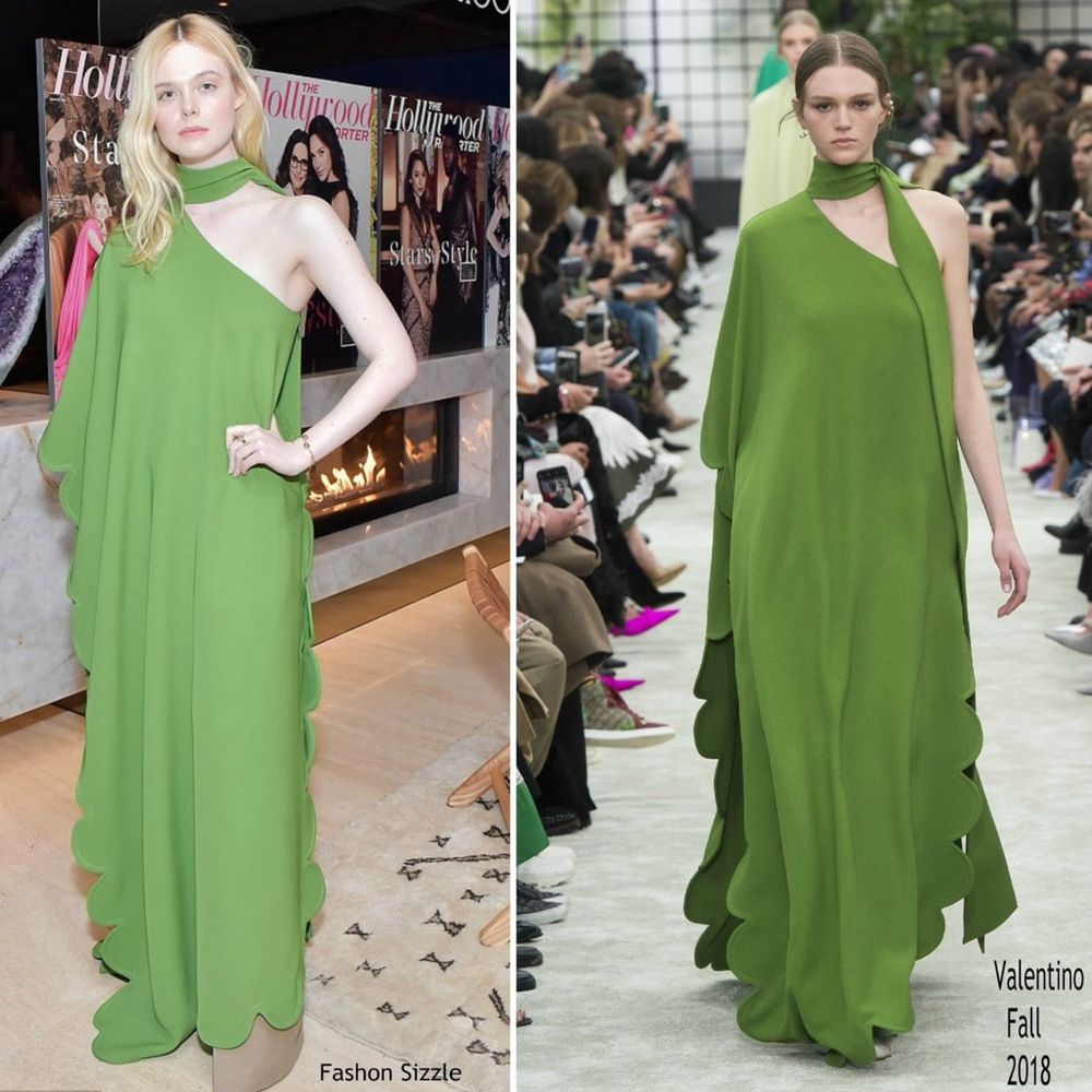 Valentino Dress NWT Onesleeve Scalloped Silk Crepe Gown Green Size 40 US 4 Small